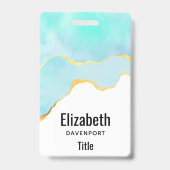 Tranquil Tropisch Groen Blauw met Gold Border Badge (Achterkant)
