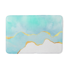 Tranquil Tropisch Groen Blauw met Gold Border Badmat