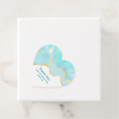 Tranquil Tropisch Groen Blauw met Gold Border Bedankjes Labels (In situ)