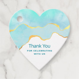 Tranquil Tropisch Groen Blauw met Gold Border Bedankjes Labels