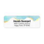 Tranquil Tropisch Groen Blauw met Gold Border Etiket (Voorkant)