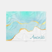 Tranquil Tropisch Groen Blauw met Gold Border Fleece Deken (Voorkant (Horizontaal))