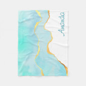 Tranquil Tropisch Groen Blauw met Gold Border Fleece Deken (Voorkant)