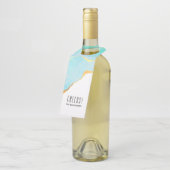 Tranquil Tropisch Groen Blauw met Gold Border Flessenhanger (Schuin)