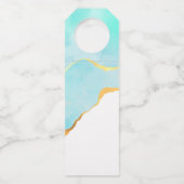 Tranquil Tropisch Groen Blauw met Gold Border Flessenhanger (Achterkant)