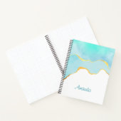Tranquil Tropisch Groen Blauw met Gold Border Notitieboek (Binnen)