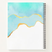 Tranquil Tropisch Groen Blauw met Gold Border Notitieboek (Achterkant)