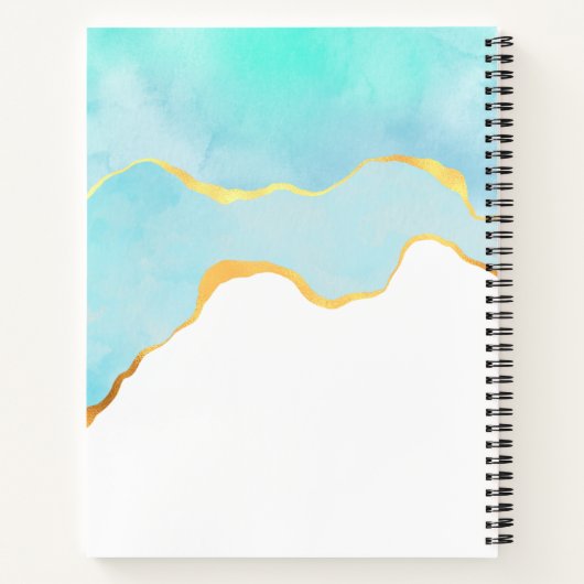 Tranquil Tropisch Groen Blauw met Gold Border Notitieboek (Achterkant)