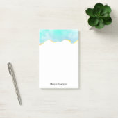Tranquil Tropisch Groen Blauw met Gold Border Post-it® Notes (Kantoor)