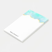 Tranquil Tropisch Groen Blauw met Gold Border Post-it® Notes (Schuin)