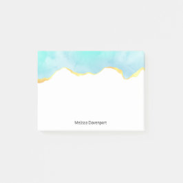 Tranquil Tropisch Groen Blauw met Gold Border Post-it® Notes