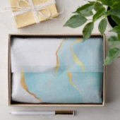 Tranquil Tropisch Groen Blauw met Gold Border Tissuepapier (Geschenk)