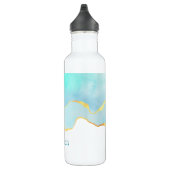 Tranquil Tropisch Groen Blauw met Gold Border Waterfles (Rechts)