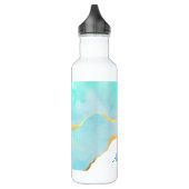 Tranquil Tropisch Groen Blauw met Gold Border Waterfles (Links)