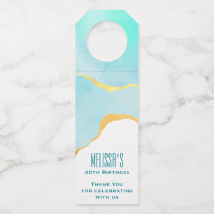 Tranquil Tropisch Groen met Gold Border Dank u Flessenhanger