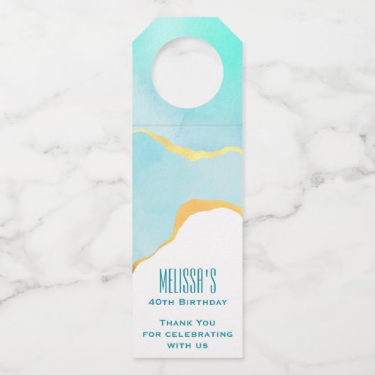 Tranquil Tropisch Groen met Gold Border Dank u Flessenhanger (Voorkant)