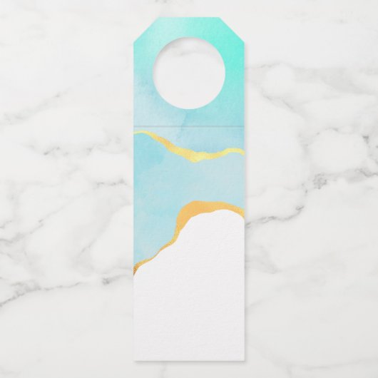 Tranquil Tropisch Groen met Gold Border Dank u Flessenhanger (Achterkant)