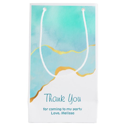 Tranquil Tropisch Groen met Gold Border Dank u Klein Cadeauzakje (Voorkant)