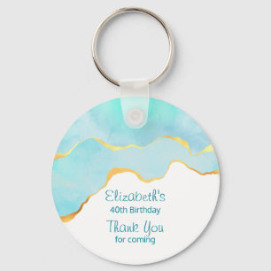 Tranquil Tropisch Groen met Gold Border Dank u Sleutelhanger