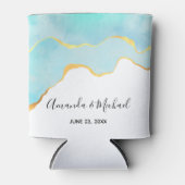 Tranquil Tropisch Groen met Gold Border Wedding Blikjeskoeler (Voorkant)