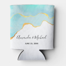 Tranquil Tropisch Groen met Gold Border Wedding Blikjeskoeler