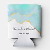 Tranquil Tropisch Groen met Gold Border Wedding Blikjeskoeler (Achterkant)