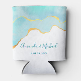 Tranquil Tropisch Groen met Gold Border Wedding Blikjeskoeler