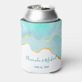 Tranquil Tropisch Groen met Gold Border Wedding Blikjeskoeler (Blikje Achterkant)