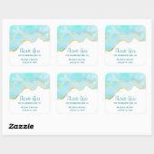 Tranquil Tropisch Groen met Gold Border Wedding Vierkante Sticker (Vel)