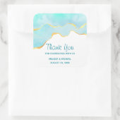 Tranquil Tropisch Groen met Gold Border Wedding Vierkante Sticker (Tas)