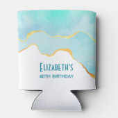 Tranquil Tropisch Groen met gouden Grens Verjaarda Blikjeskoeler (Achterkant)