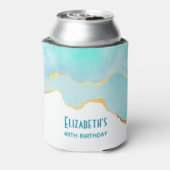 Tranquil Tropisch Groen met gouden Grens Verjaarda Blikjeskoeler (Blikje Achterkant)