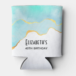 Tranquil Tropisch Groen met gouden Grens Verjaarda Blikjeskoeler