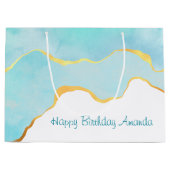 Tranquil Tropisch Groen met gouden Grens Verjaarda Groot Cadeauzakje (Voorkant)