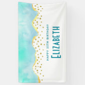 Tranquil Tropisch Groen met gouden Grens Verjaarda Spandoek (Verticaal)