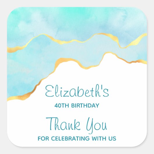 Tranquil Tropisch Groen met gouden Grens Verjaarda Vierkante Sticker (Voorkant)