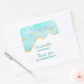 Tranquil Tropisch Groen met gouden Grens Verjaarda Vierkante Sticker (Envelop)