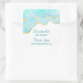 Tranquil Tropisch Groen met gouden Grens Verjaarda Vierkante Sticker (Tas)