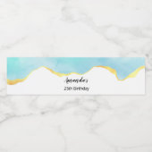 Tranquil Tropisch Groen met gouden Grens Verjaarda Waterfles Etiket (Enkel label)