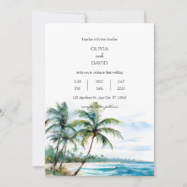 Tranquil Tropisch Zeegezicht Palm Beach Bruiloft Kaart