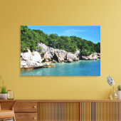 Tranquil Tropische kustlijn met grotten Canvas Afdruk (Insitu (Woonkamer))