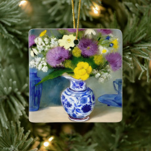 Tranquil Vaas van Bloemen Print Keramisch Ornament