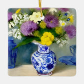 Tranquil Vaas van Bloemen Print Keramisch Ornament (Voorkant)