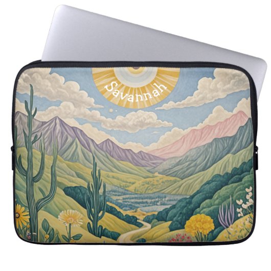 Tranquil Valley: pastellandschap Laptop Sleeve (Voorkant)