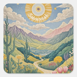 Tranquil Valley: pastellandschap Vierkante Sticker