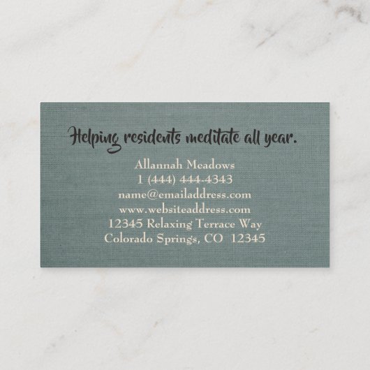 Tranquil voelt kalm Yoga Instructor Visitekaartje (Achterkant)