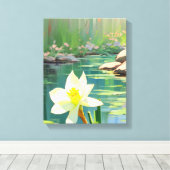 Tranquil Water Lily Pond Canvas Afdruk (Insitu (Houten vloer))