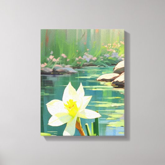 Tranquil Water Lily Pond Canvas Afdruk (Voorkant)
