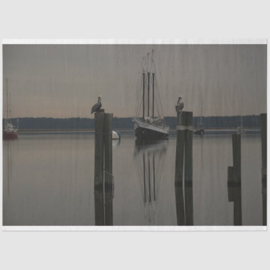 Tranquil Waters-Boot op de Water Decoupage Tissuepapier (Voorkant)