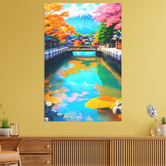 Tranquil Waters: De reflectie van de berg Fuji Canvas Afdruk (Insitu (Woonkamer))
